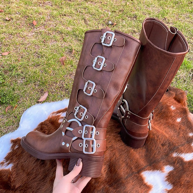 Brown steampunk boots