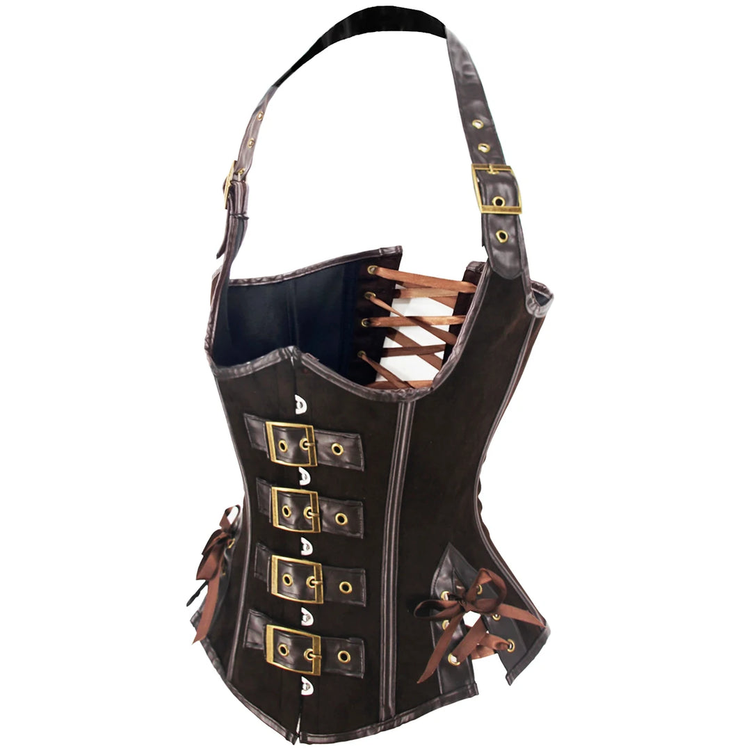 Brown steampunk underbust corset