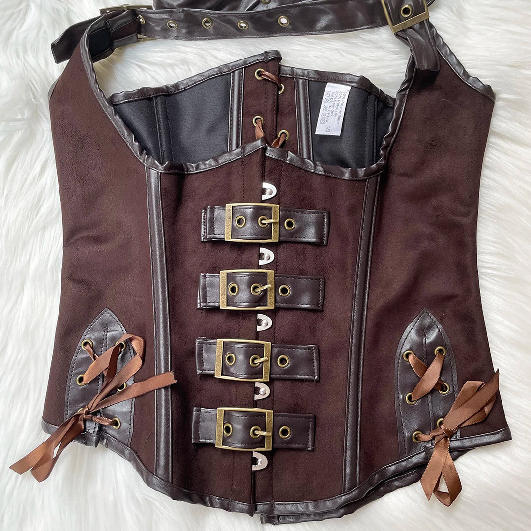 Brown steampunk underbust corset