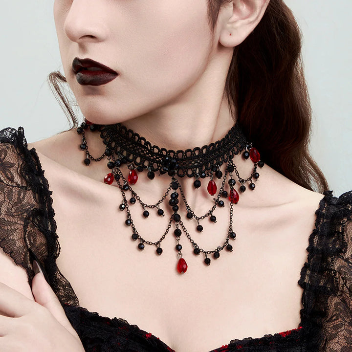 Gothic lace choker necklace