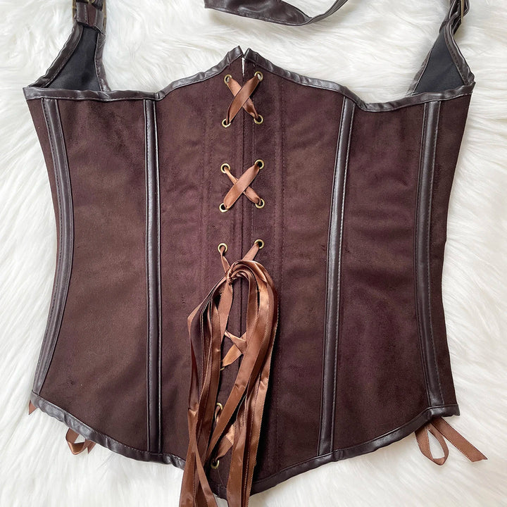 Brown steampunk underbust corset