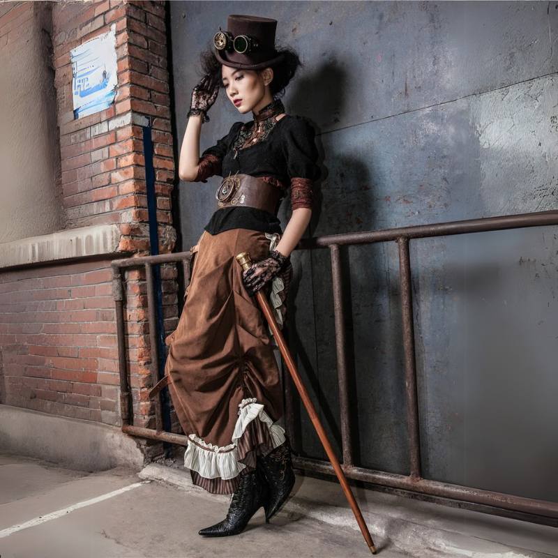 woman wearing an authentic steampunk skirt