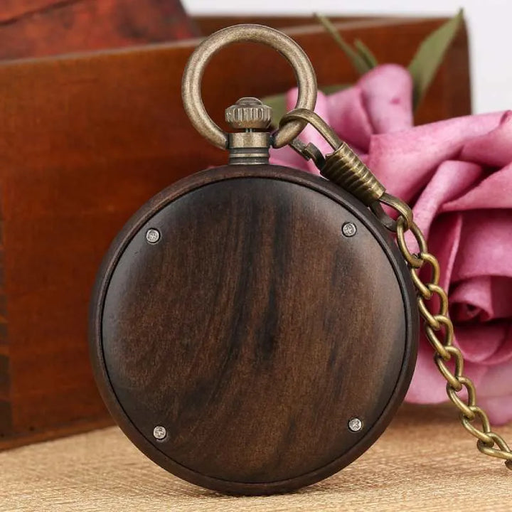 back of wooden pocket watch
