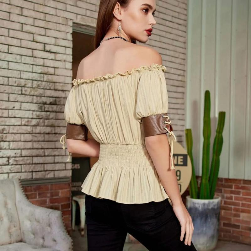 Steampunk bare shoulders shirt