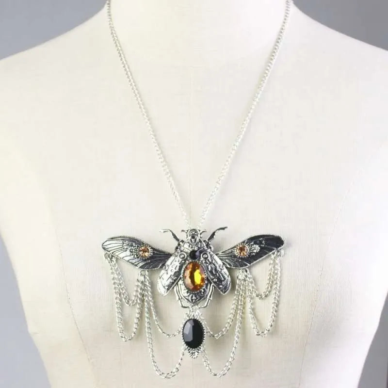Steampunk beetle necklace