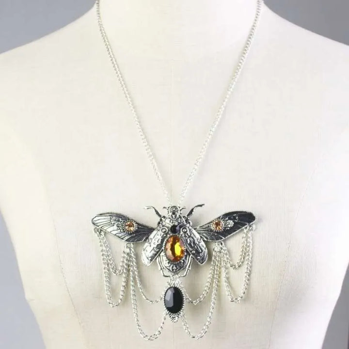 Steampunk beetle necklace