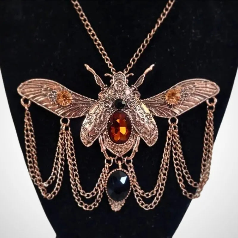 Steampunk beetle necklace