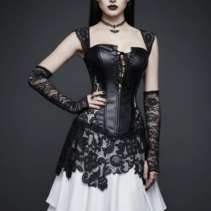 Steampunk corset with lace skirt