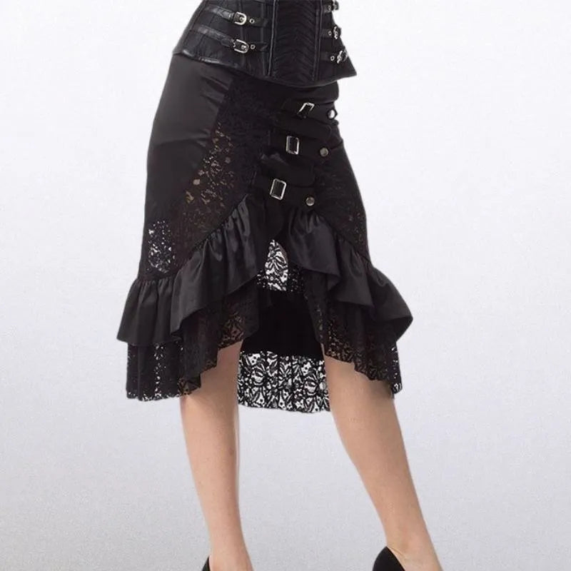 Steampunk skirt with front buckle