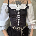 Wyile Black Steampunk Corset With Chains