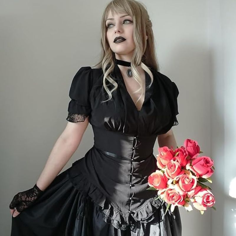 Steampunk short puff sleeve shirt