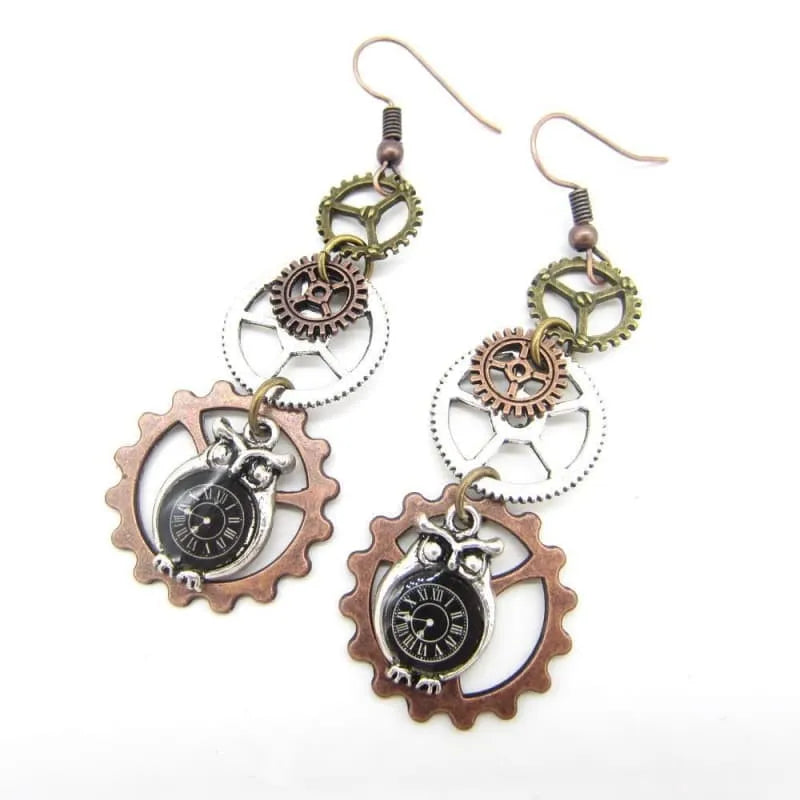 Mecanical Owl Steampunk earrings