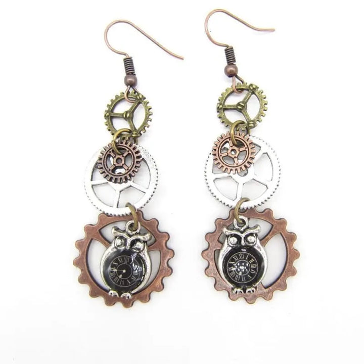 Mecanical Owl Steampunk earrings