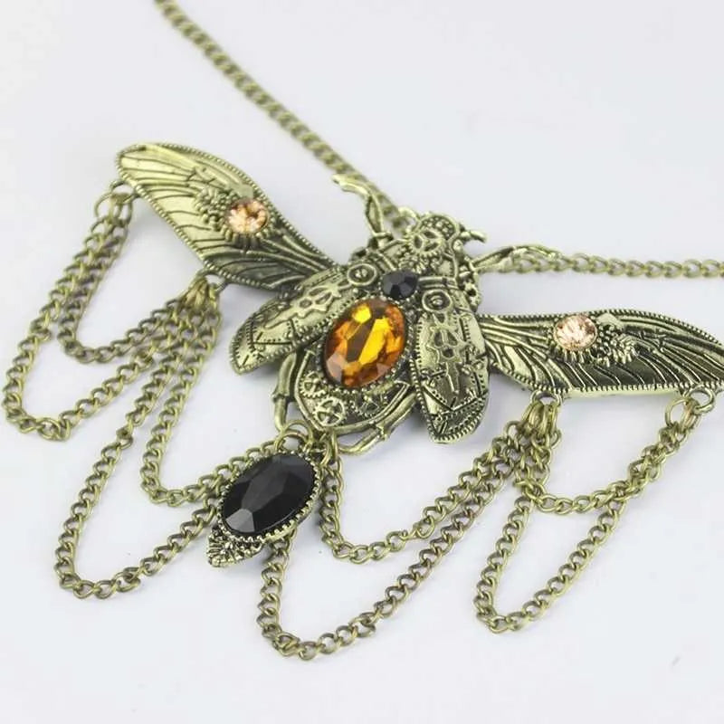 Steampunk beetle necklace