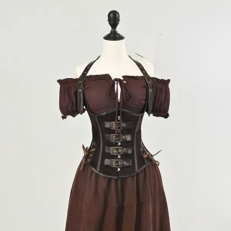 Brown steampunk underbust corset
