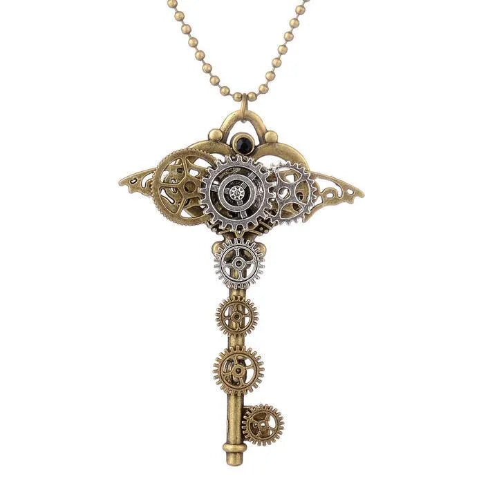 Steampunk key style necklace