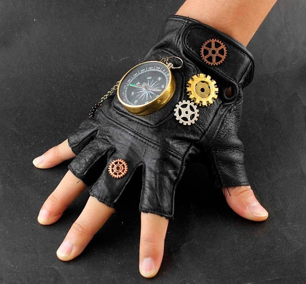 Steampunk compass gloves