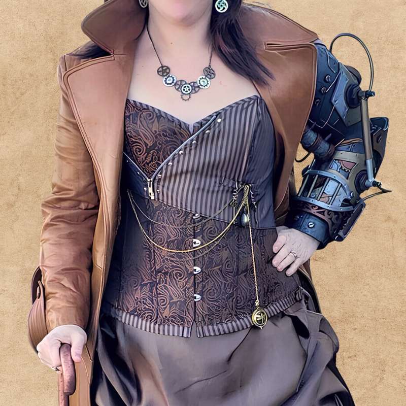 woman wearing a cosplay steampunk corset