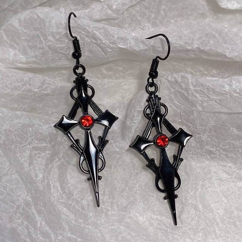 Steampunk gothic cross earrings