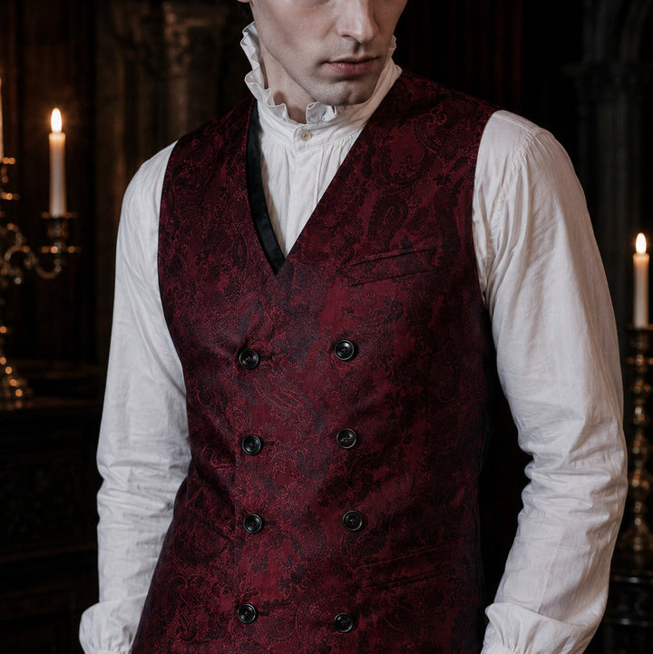 Steampunk vest with silk pattern
