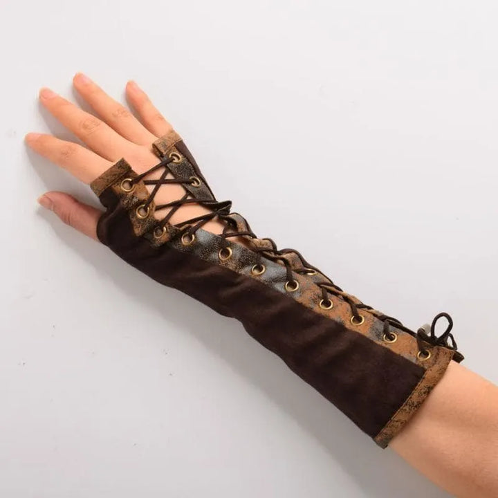 Brown steampunk gloves