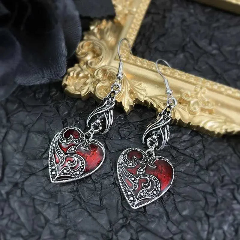 Gothic heart earrings