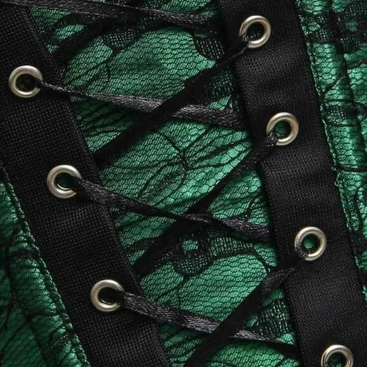 green corset with lace 