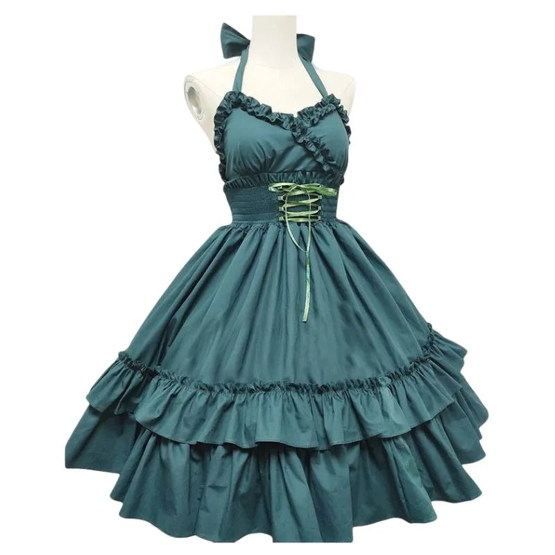 steampunk dress green PRAIRIE DRESS PLAID FOREST GREEN PRINT – ANKOA