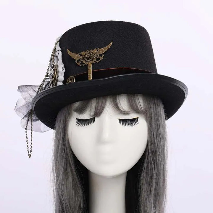 halloween steampunk hat with skeleton hand