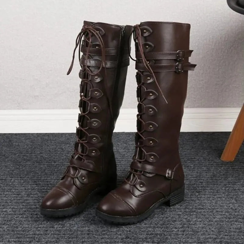 high quality steampunk boots leather