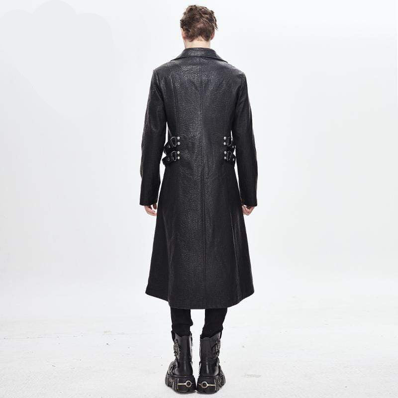 man wearing a gothic coat back view