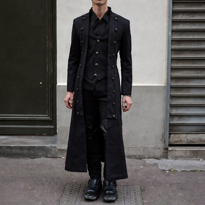 Mens steampunk long coat