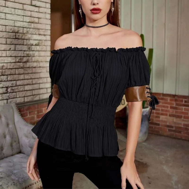 steampunk bare shoulder shirt