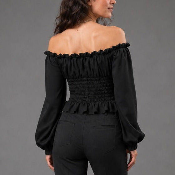 Steampunk shoulder-off blouse