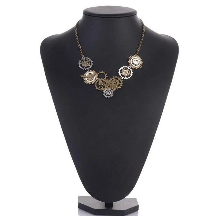 Steampunk necklace with gears