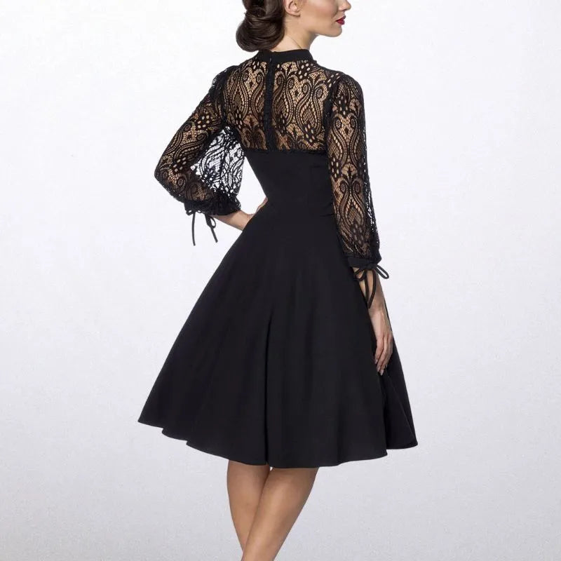black lace pin up dress Belinda Vintage Black Lace Dress Medium Sheer USA Made 90s Whimsy Retro Pinup