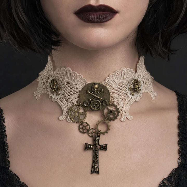 Steampunk choker with cross