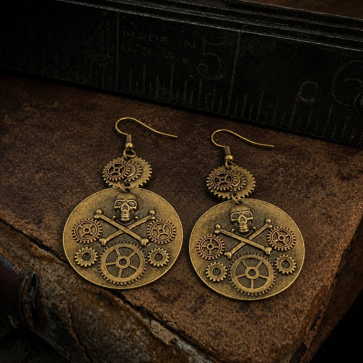 Steampunk pirate skull earrings