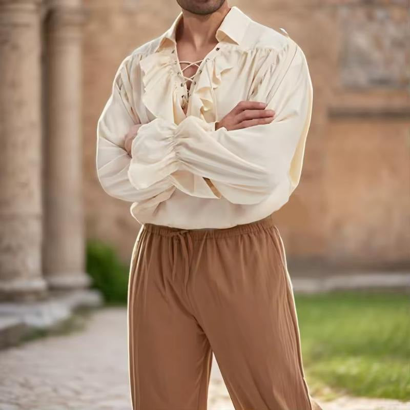 pirate dress shirt pirate-laced Shirt Artur with collar Natural M