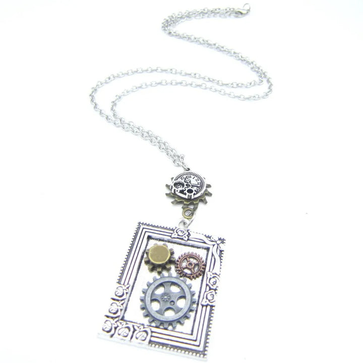 Steampunk photo frame necklace
