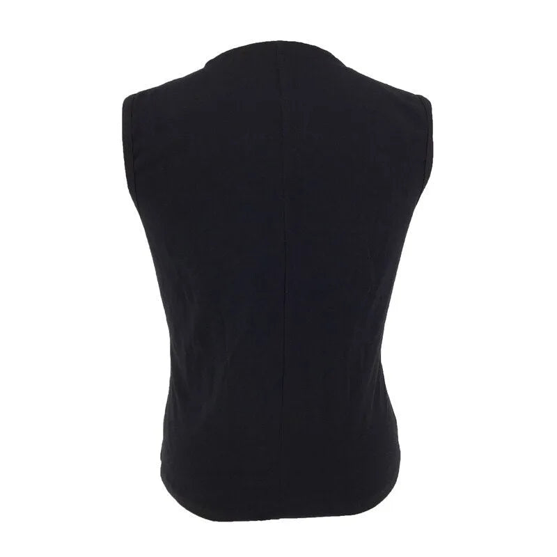 Steampunk black leather belt buckle vest