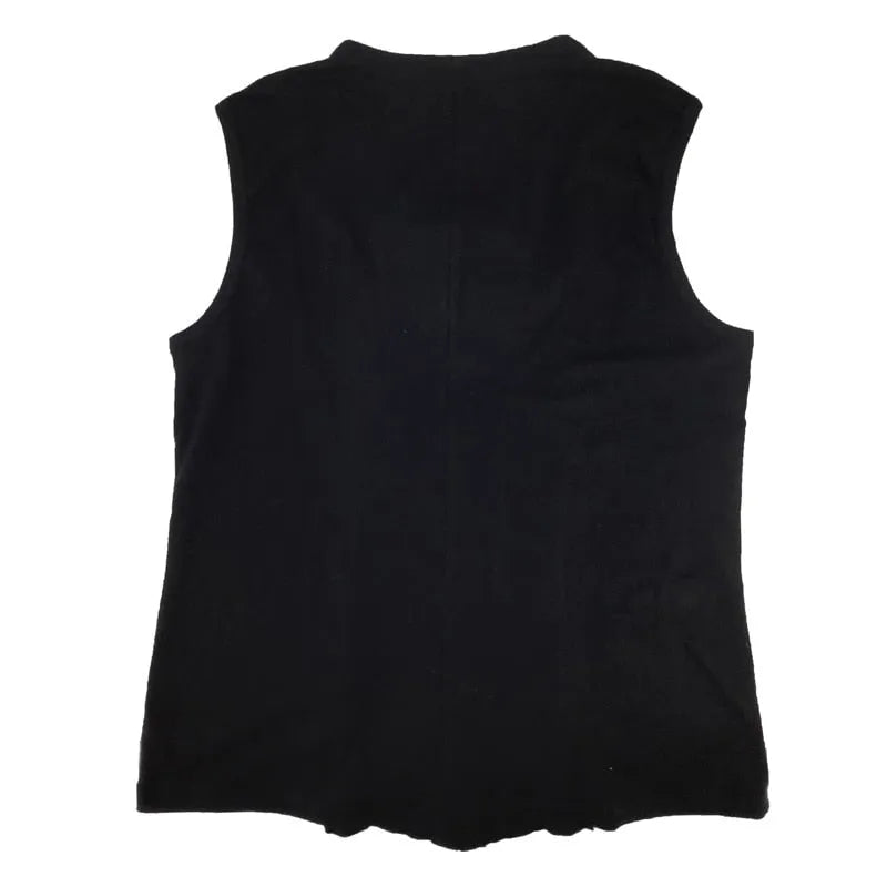 Steampunk black leather belt buckle vest