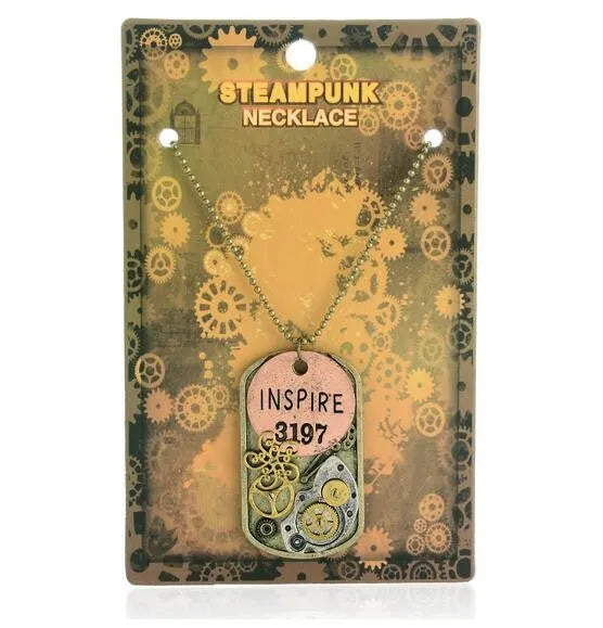 steampunk-inspired pendant with packaging