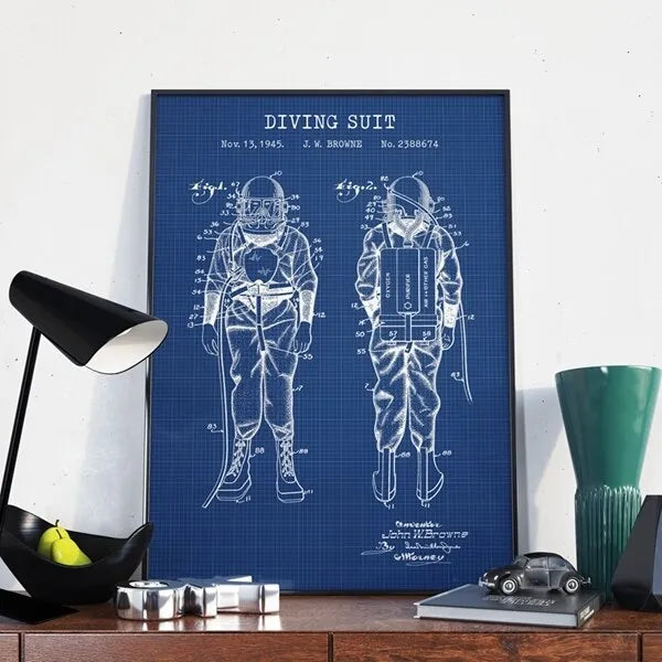 Steampunk diving suit wall art