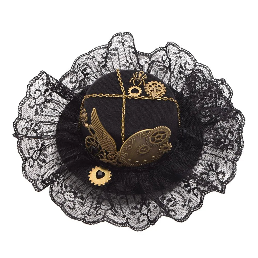 Steampunk mini hat with golden wing