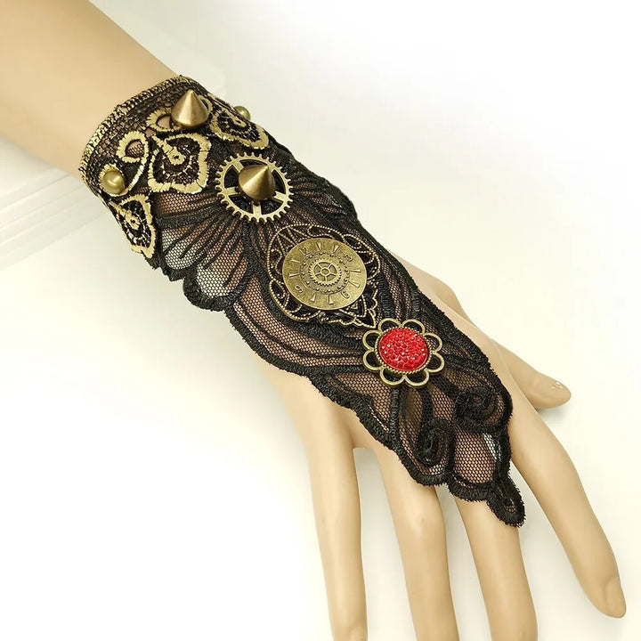 Steampunk back of hand gloves