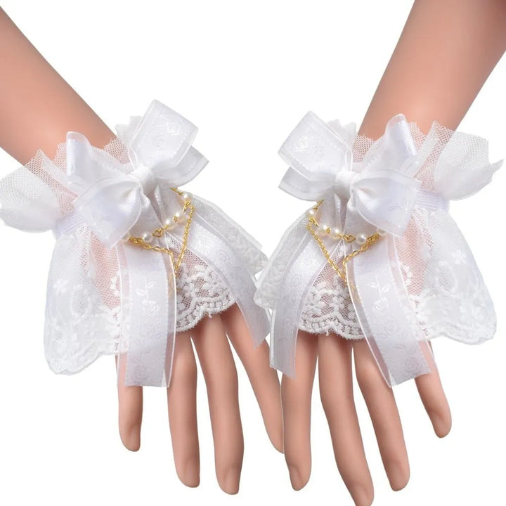 White steampunk gloves