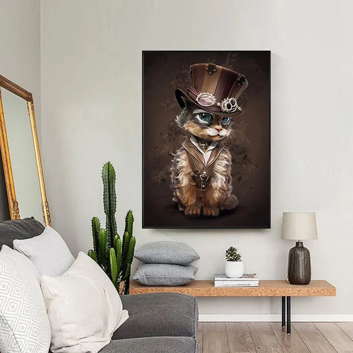 Steampunk cat wall art