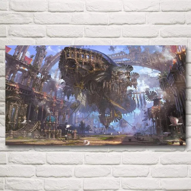Steampunk flying boat wall art