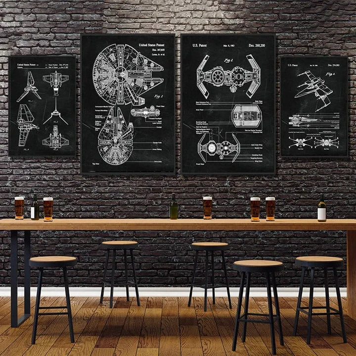 Steampunk UFO sketch wall art
